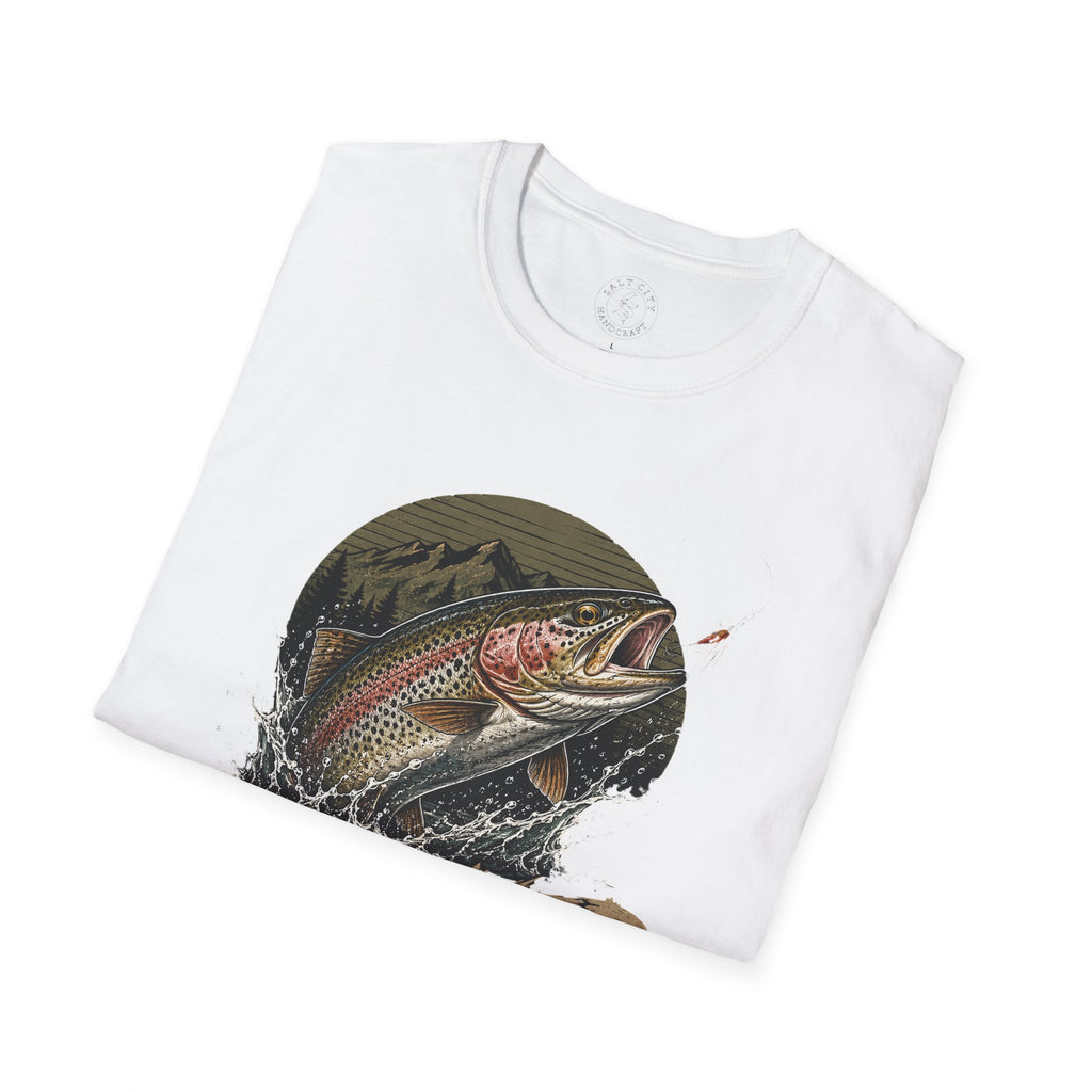 Fishing T-Shirt — 'Hooked' Rainbow Trout Graphic Tee