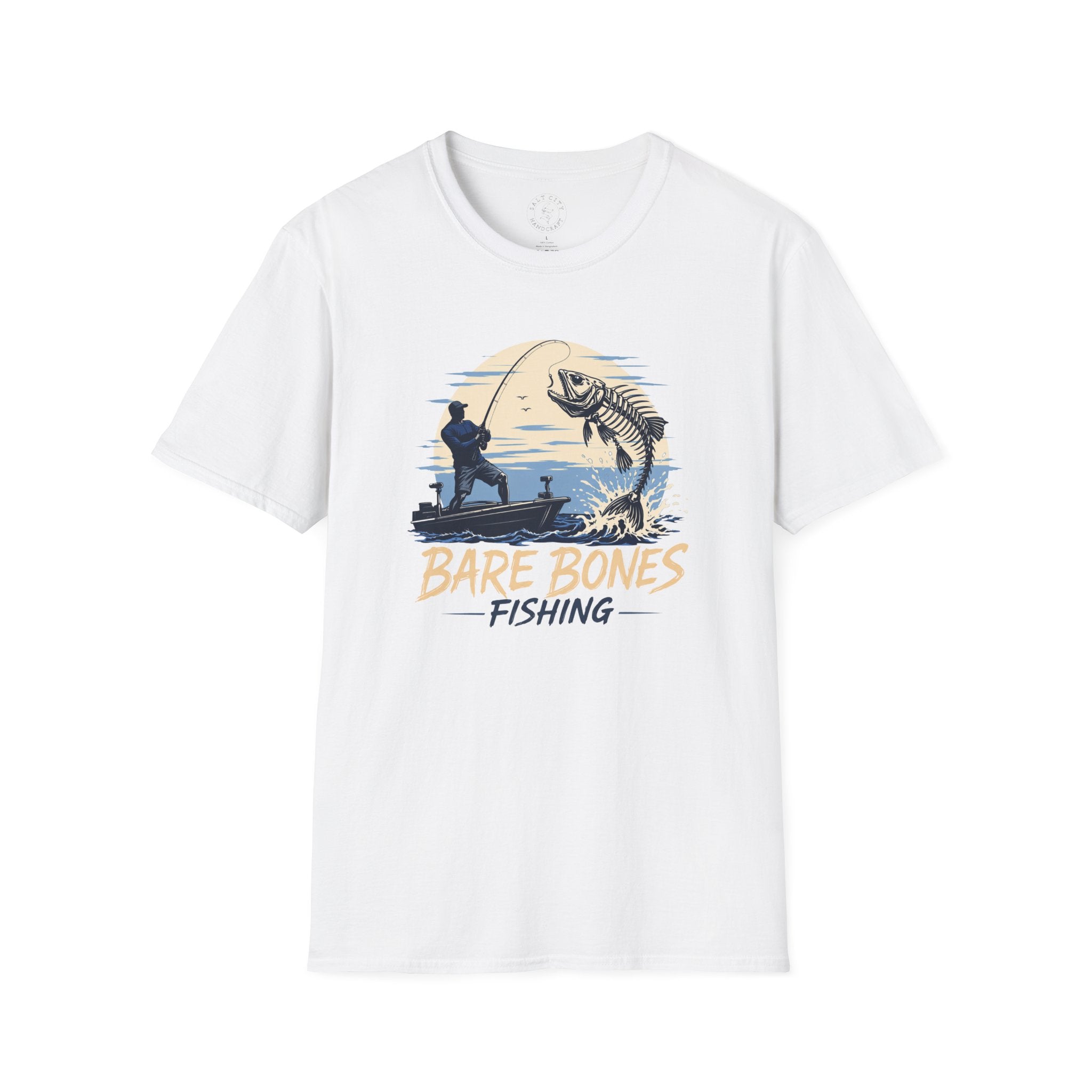 Bare Bones Fishing T-Shirt | Retro Angler Graphic Tee | Fishing Tee