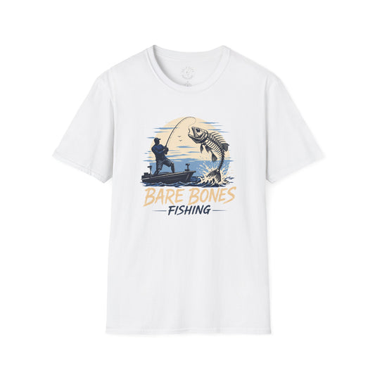 Bare Bones Fishing T-Shirt | Retro Angler Graphic Tee | Fishing Tee