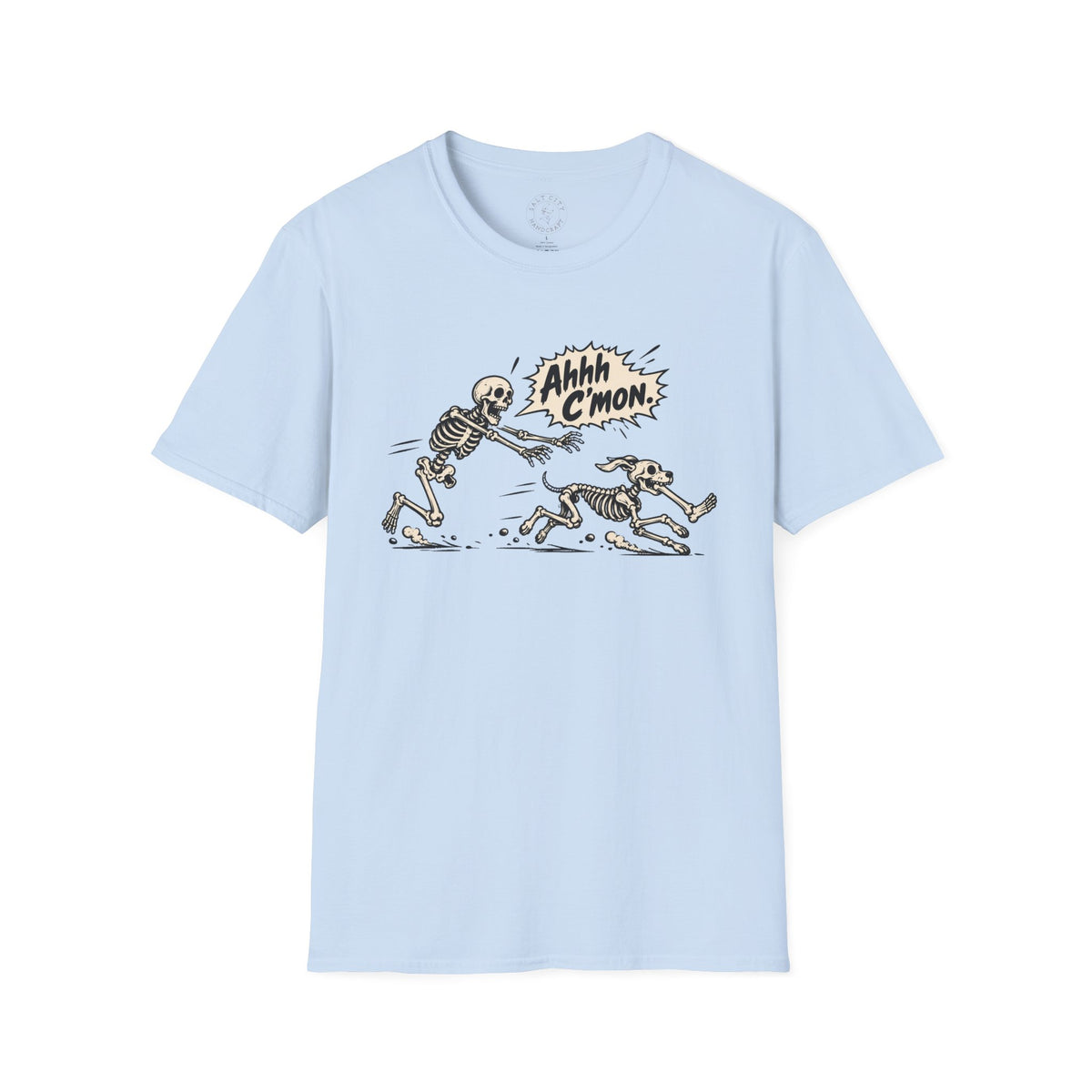 Retro Skeleton & Dog 'Ahhh C'mon' Vintage Graphic