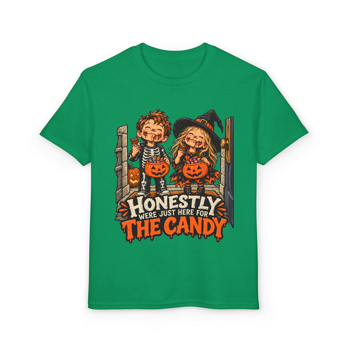 Youth "Honestly We're Just Here for the Candy" Trick-or-Treat Tee