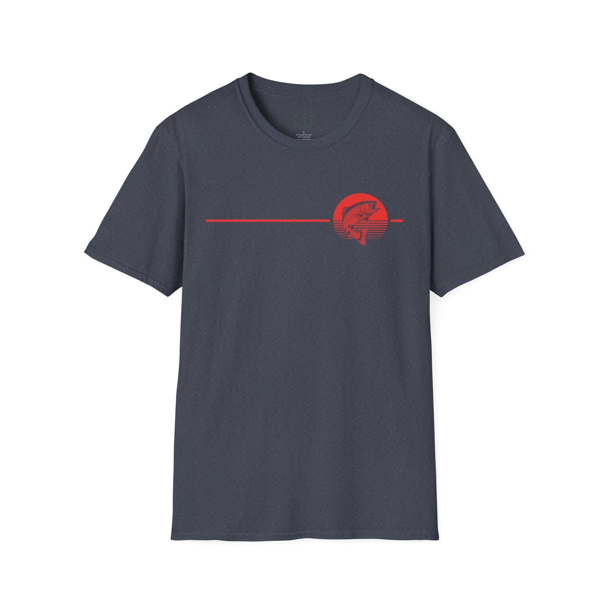 Red Trout Fishing Graphic T-Shirt | Minimal Coastal Stripe