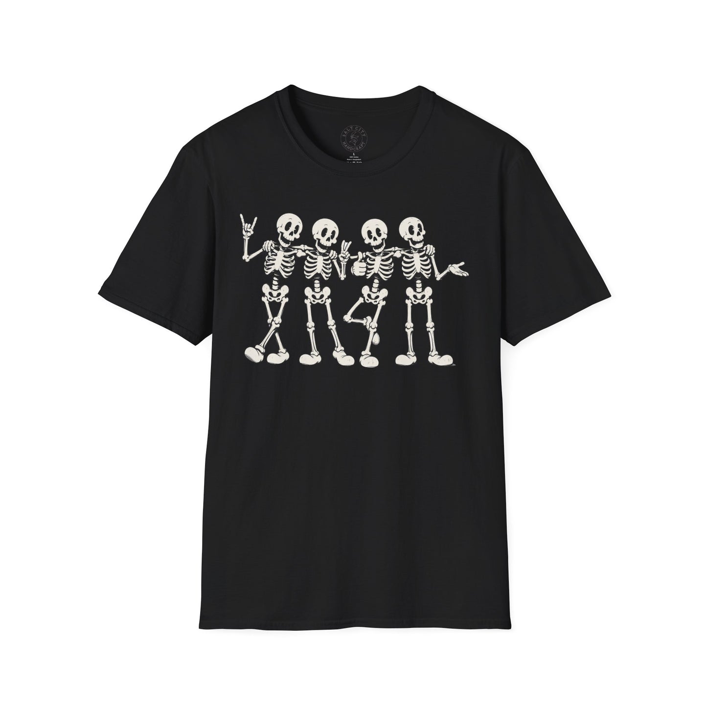 Unisex - Skeleton Friends T-Shirt — Cute Dancing Skeletons Halloween Tee