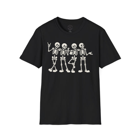 Unisex - Skeleton Friends T-Shirt — Cute Dancing Skeletons Halloween Tee