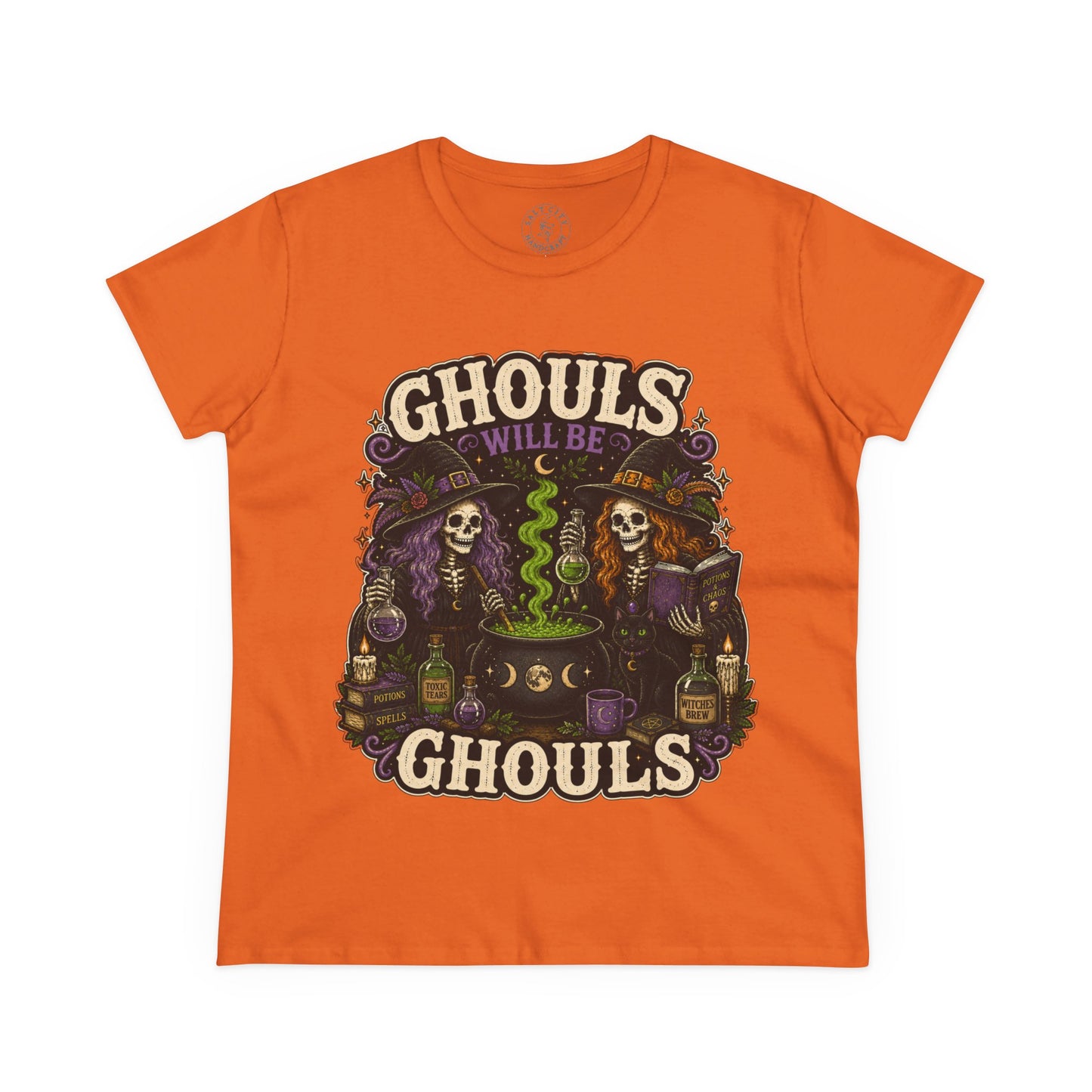 Halloween Ghouls Tee – "Ghouls Will Be Ghouls" Skull Cauldron T-Shirt