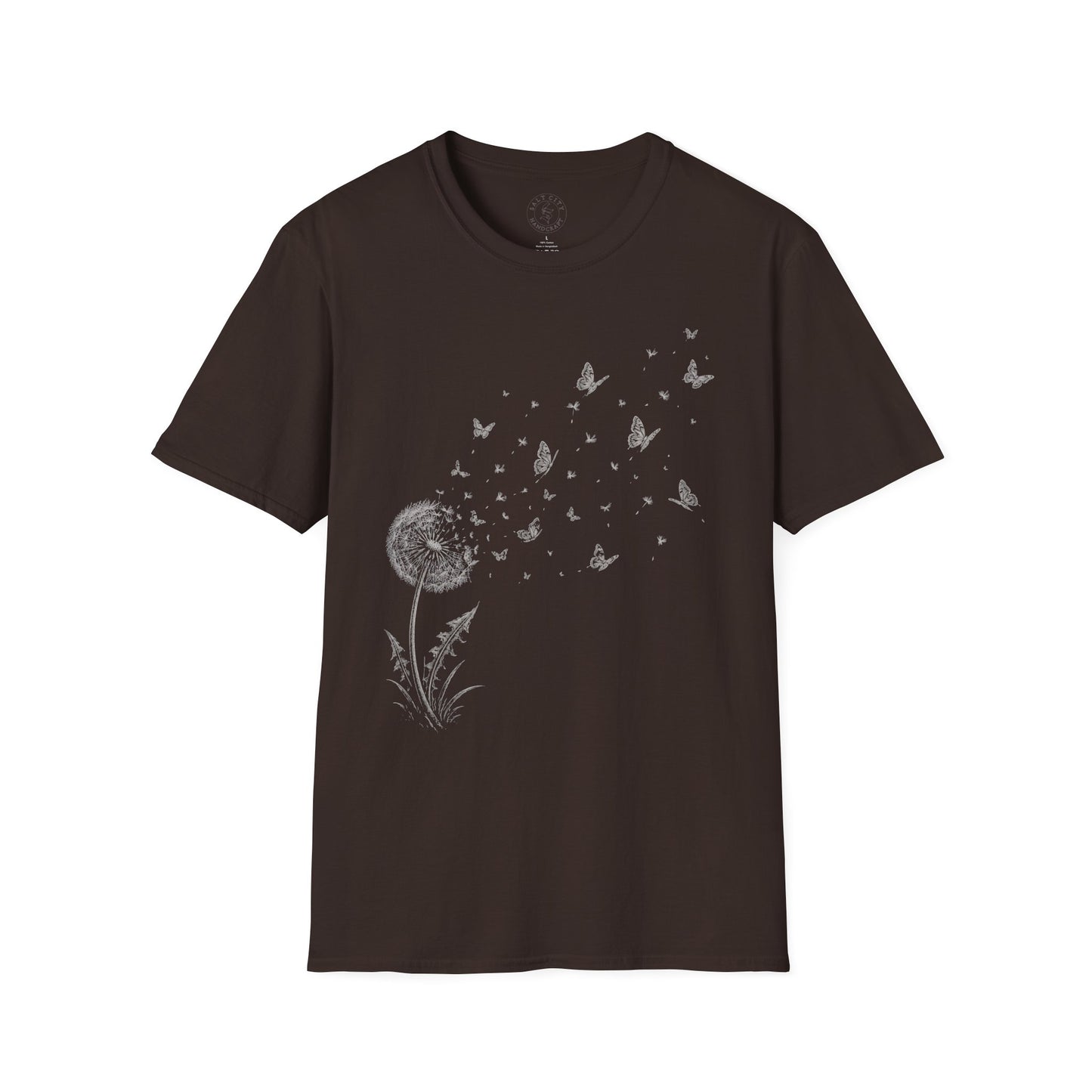Dandelion & Butterflies T-Shirt — Whimsical Nature Graphic Tee