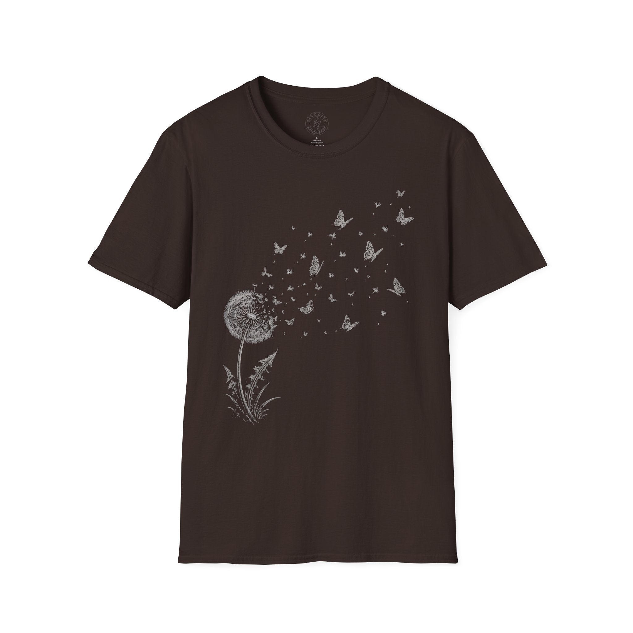 Dandelion & Butterflies T-Shirt — Whimsical Nature Graphic Tee