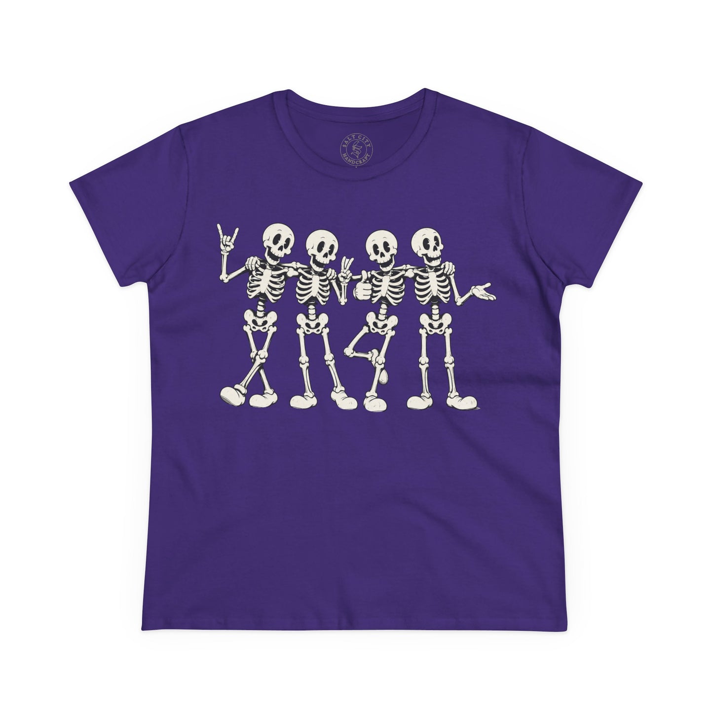 Women's Dancing Skeletons Graphic Shirt (Cute Spooky Halloween Top)