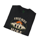 Hiking T-Shirt — "Friends That Hike Together" Retro Mountain Crew Tee
