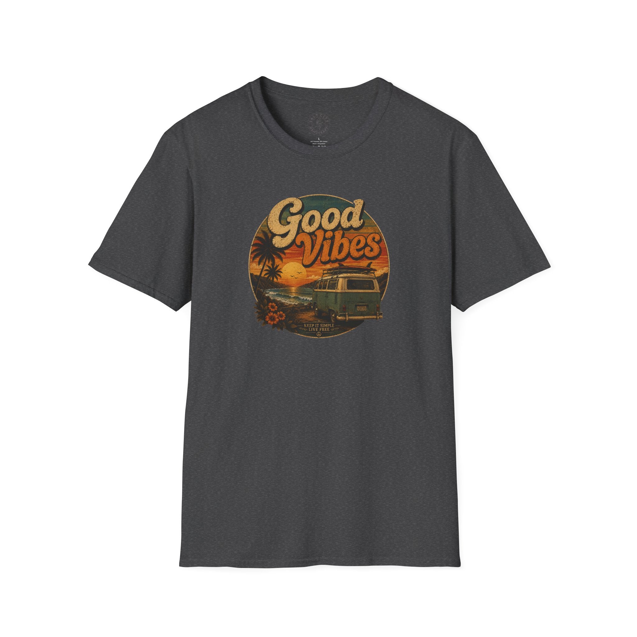 Good Vibes Sunset Tee — Retro Surf Van T-Shirt