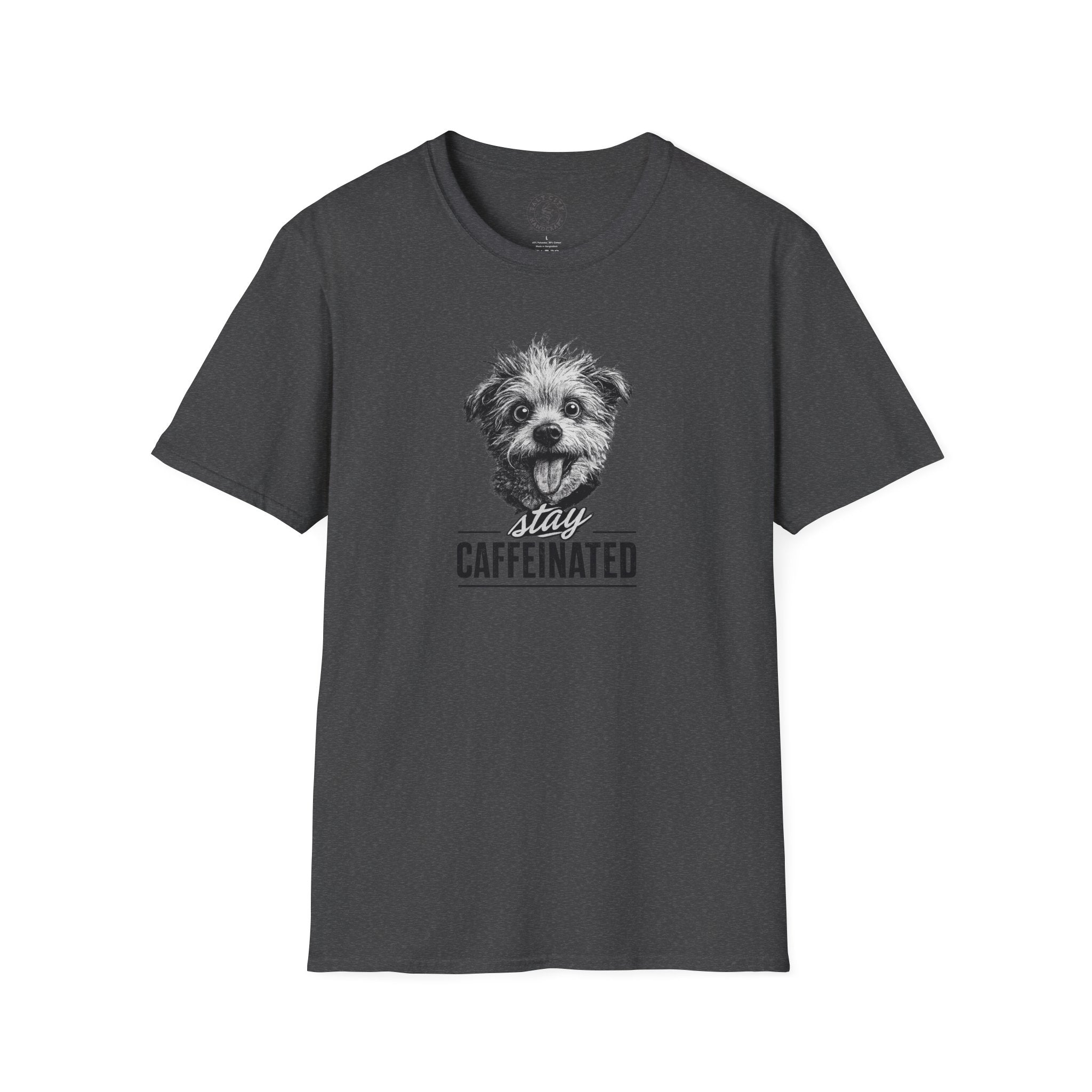 Stay Caffeinated Dog T-Shirt — Cute Pup Coffee Lover Tee