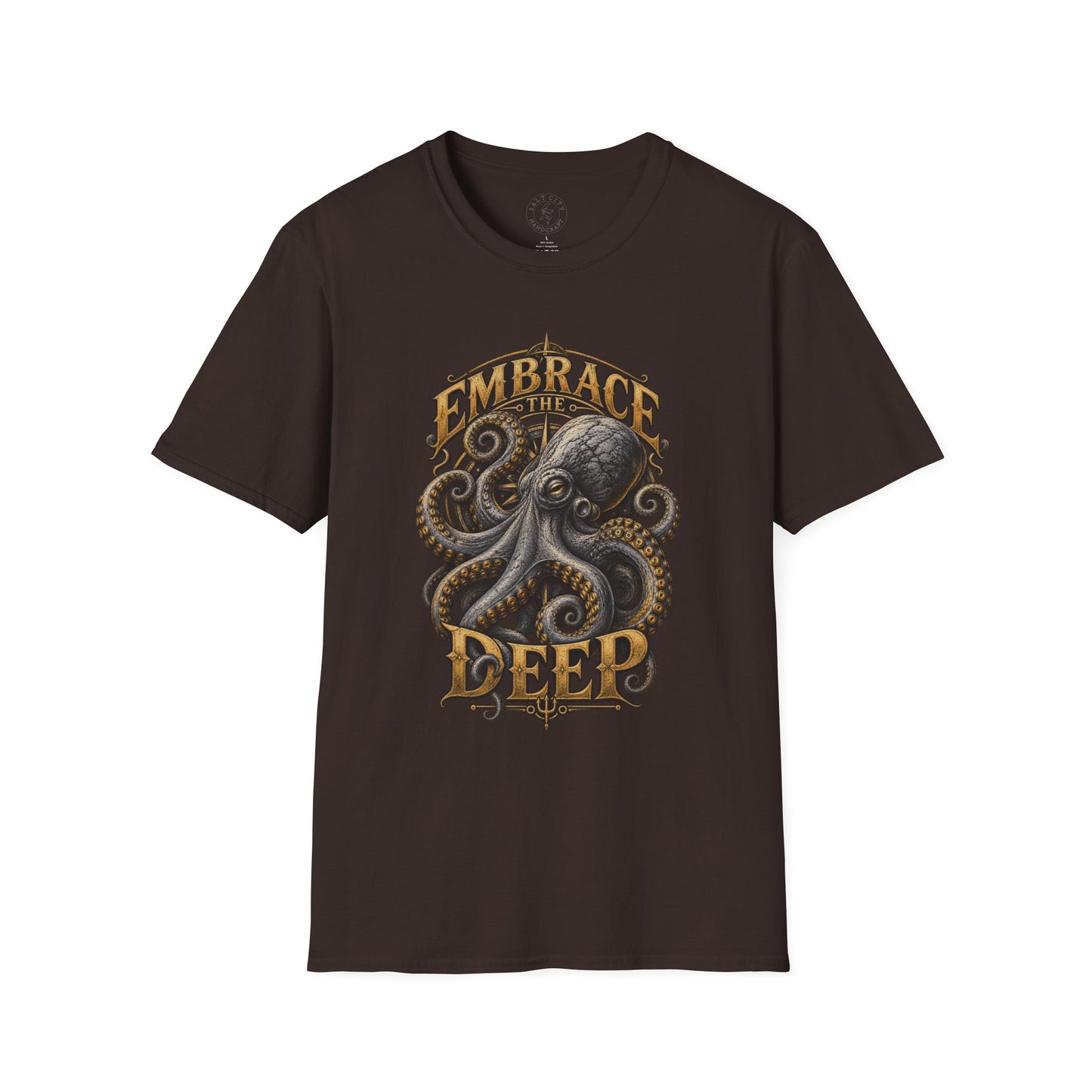 Unisex Softstyle T-Shirt - Unique Octopus Print - Slightly Faded Design