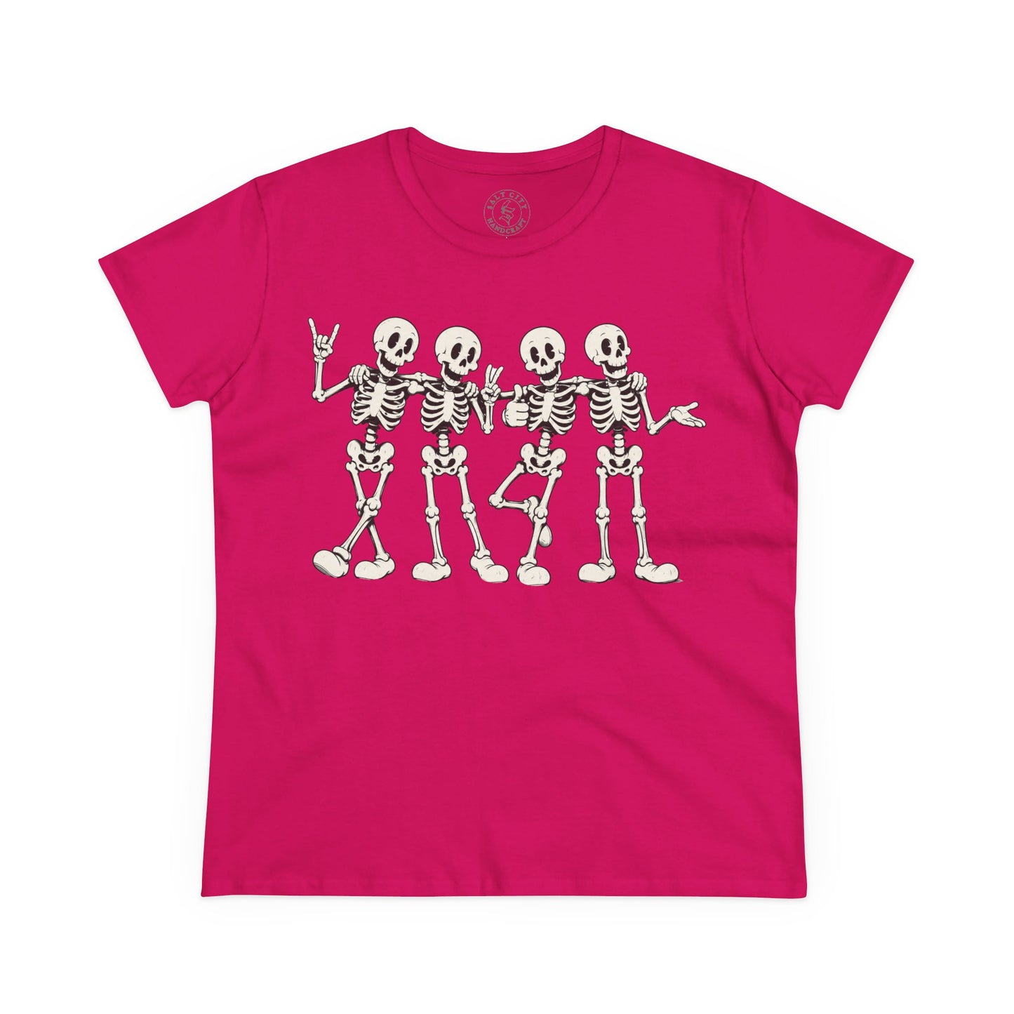 Women's Dancing Skeletons Graphic Shirt (Cute Spooky Halloween Top)