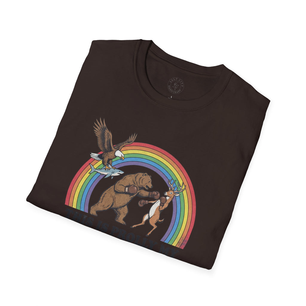 This Is Prolly My Awesomest T-Shirt — Funny Retro Rainbow Animal Graphic Tee