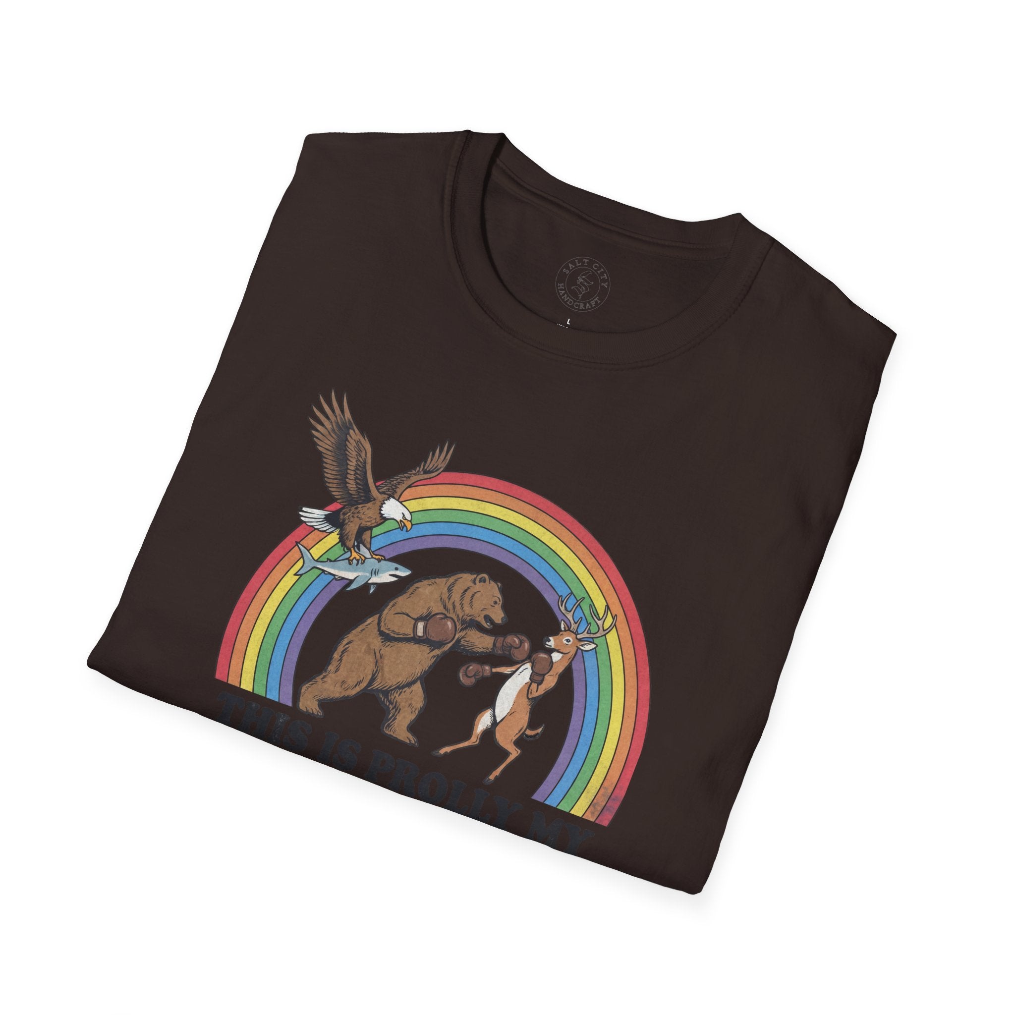 This Is Prolly My Awesomest T-Shirt — Funny Retro Rainbow Animal Graphic Tee