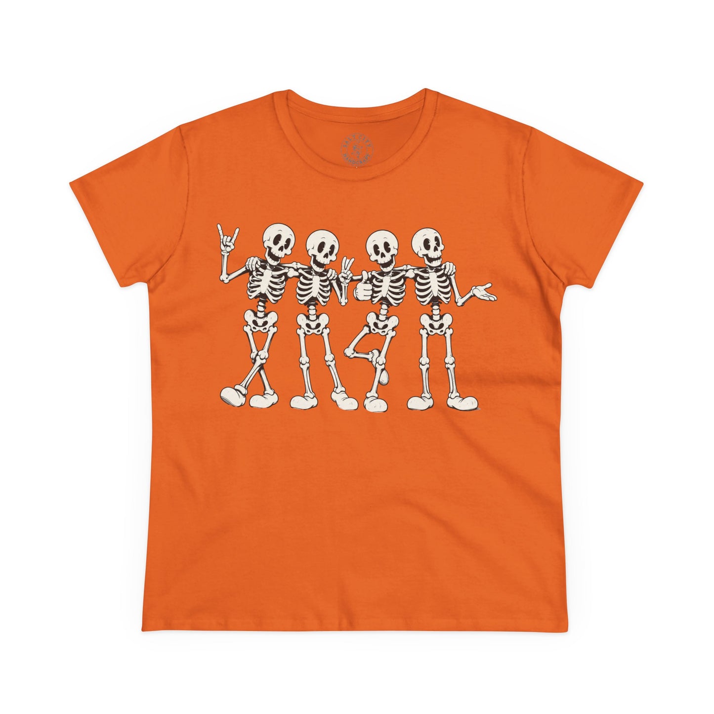 Women's Dancing Skeletons Graphic Shirt (Cute Spooky Halloween Top)