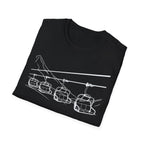 Ski Lift Chairs T-Shirt | Cable Car Line Sketch, Mountain Resort Apparel