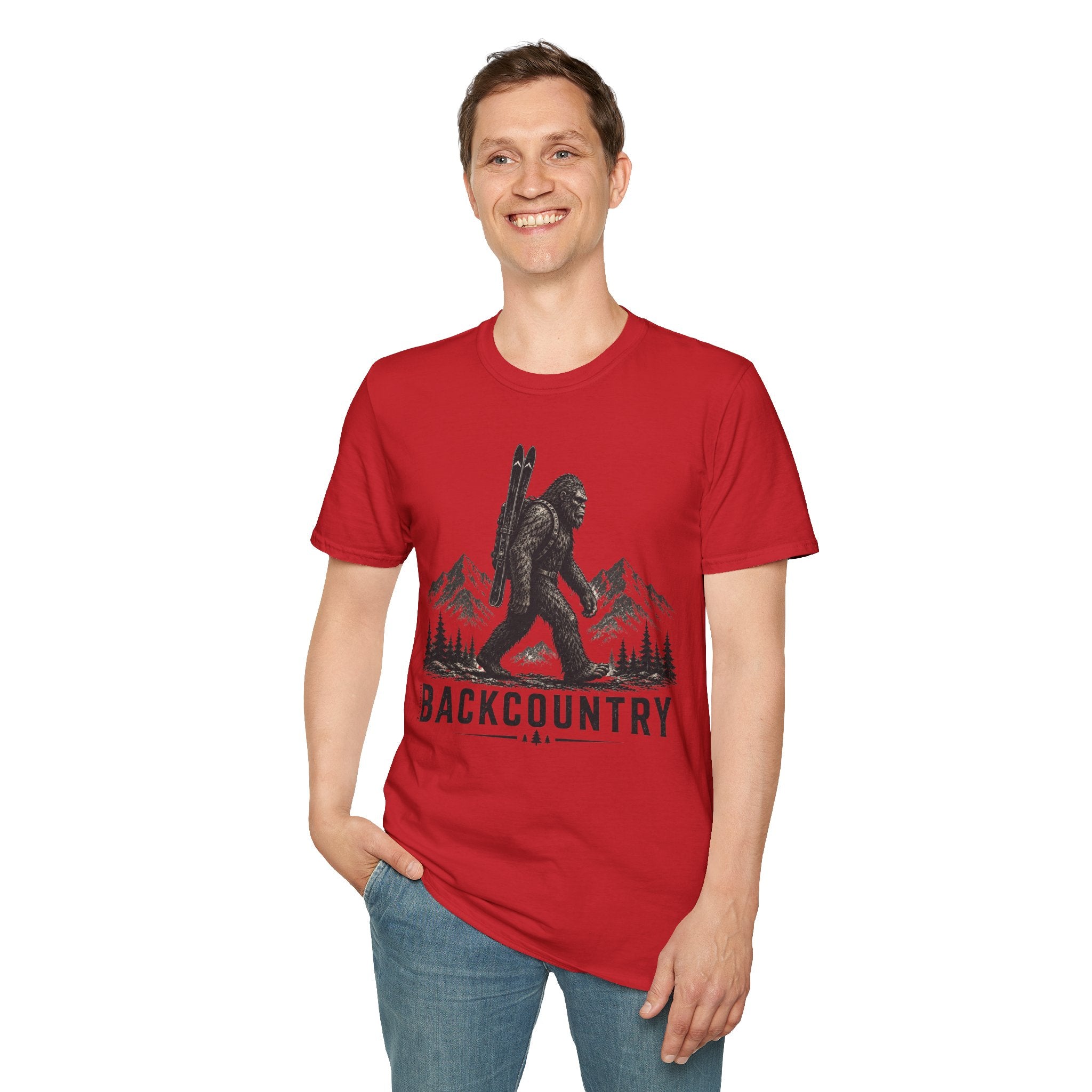 Backcountry Sasquatch T-Shirt — Mountain Skiing Bigfoot Outdoor Tee
