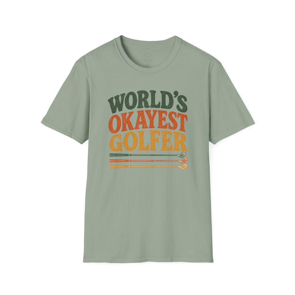 T-Shirt | "World's Okayest Golfer" Retro Golf Humor Tee | Golf Tee