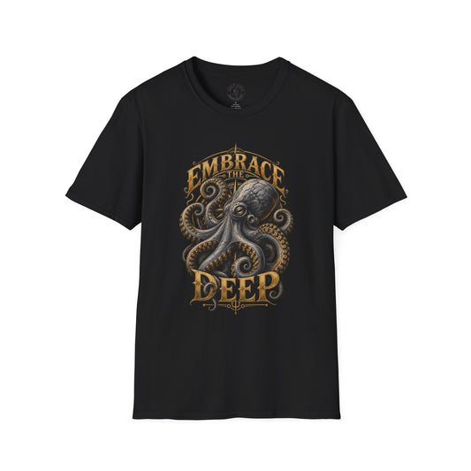 Unisex Softstyle T-Shirt - Unique Octopus Print - Slightly Faded Design