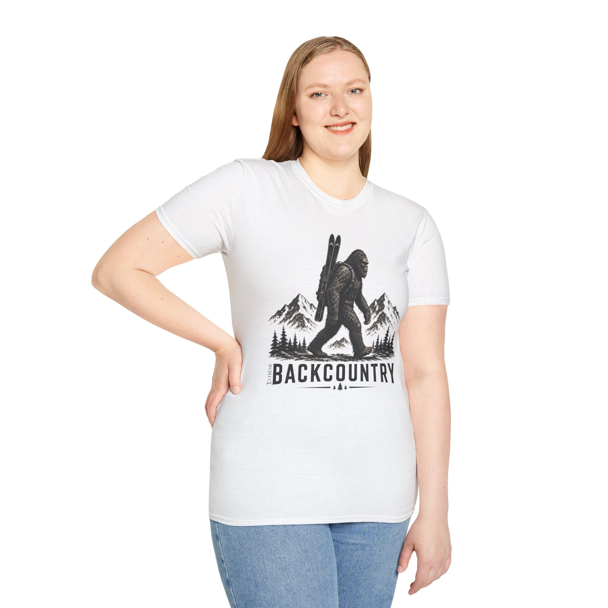 Backcountry Sasquatch T-Shirt — Mountain Skiing Bigfoot Outdoor Tee