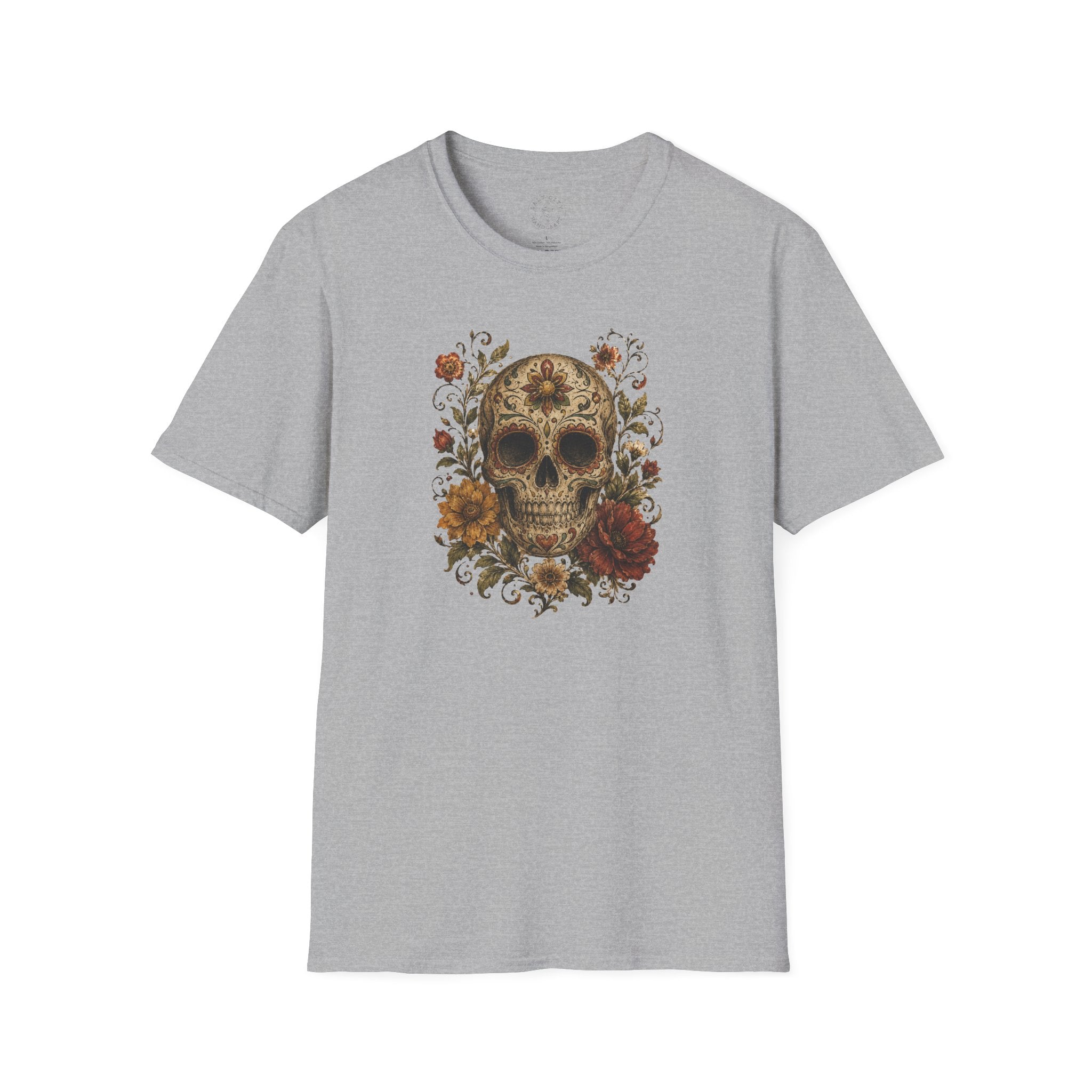 Floral Skull T-Shirt - Day of the Dead Skull Tee