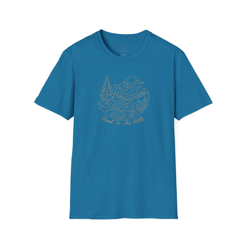 Nature Outline Tee — ‘Head for the Hills’ Mountain Graphic T-Shirt