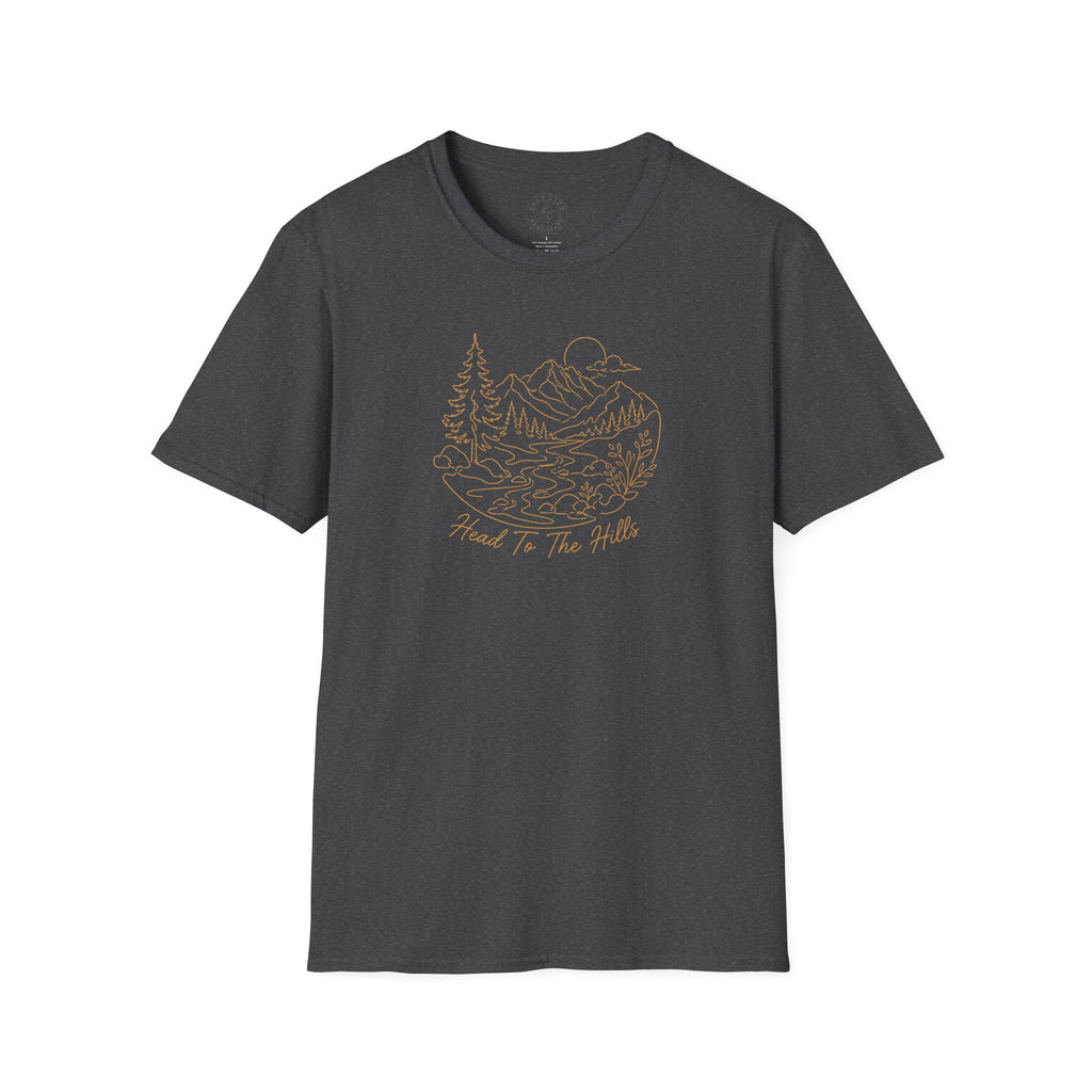 Nature Outline Tee — ‘Head for the Hills’ Mountain Graphic T-Shirt