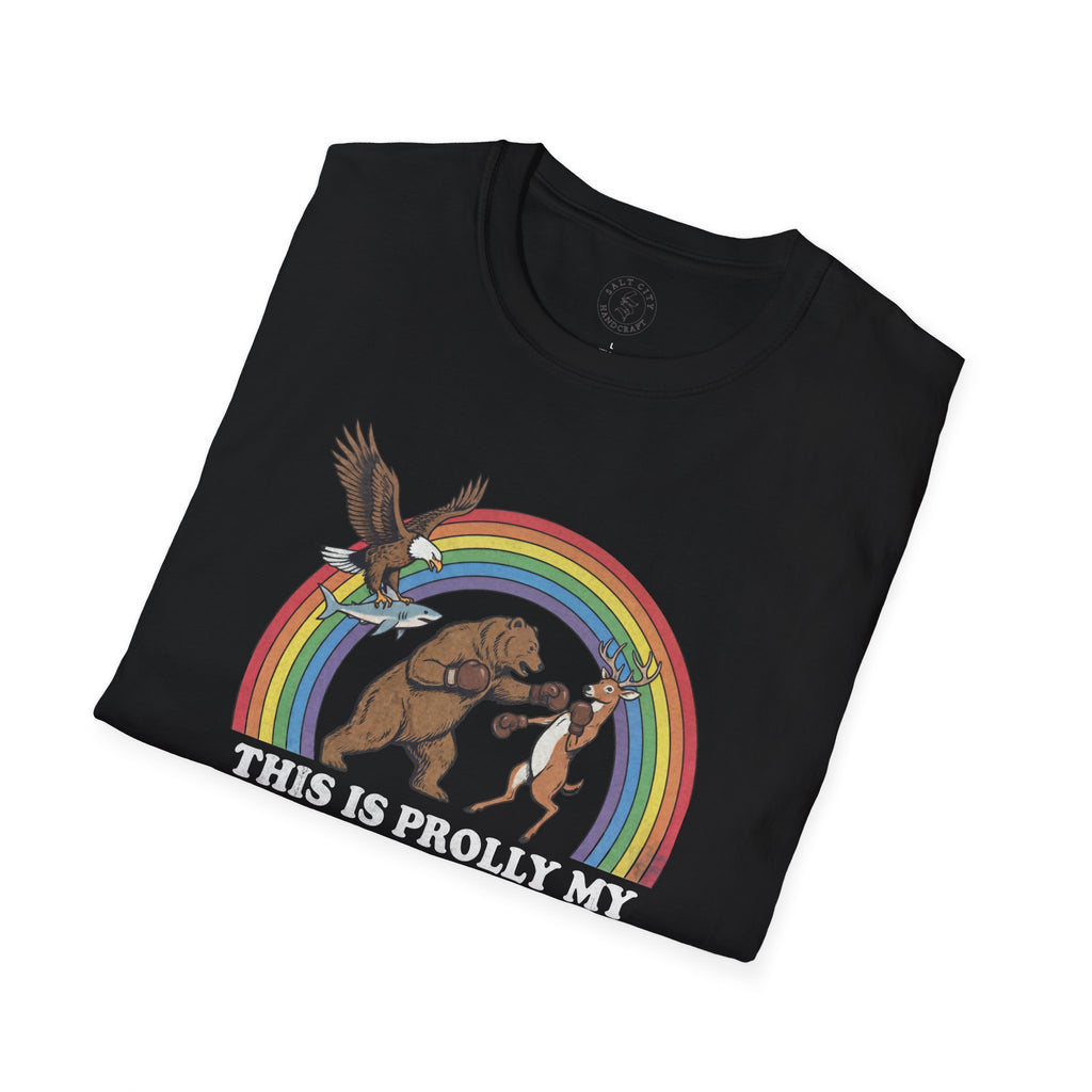 This Is Prolly My Awesomest T-Shirt — Funny Retro Rainbow Animal Graphic Tee