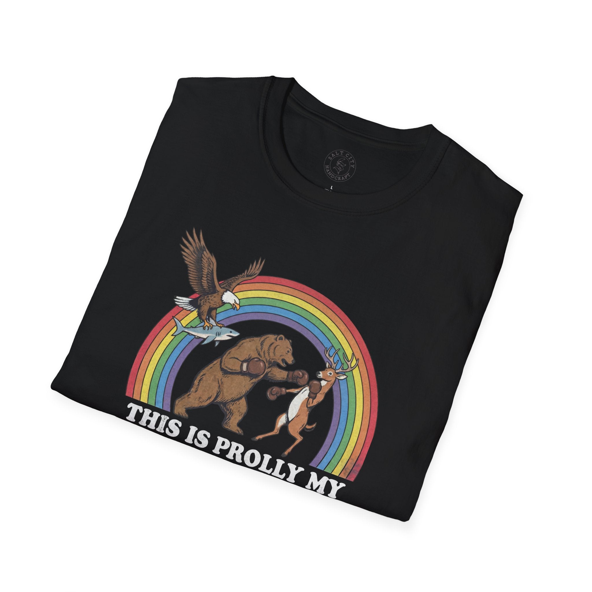 This Is Prolly My Awesomest T-Shirt — Funny Retro Rainbow Animal Graphic Tee