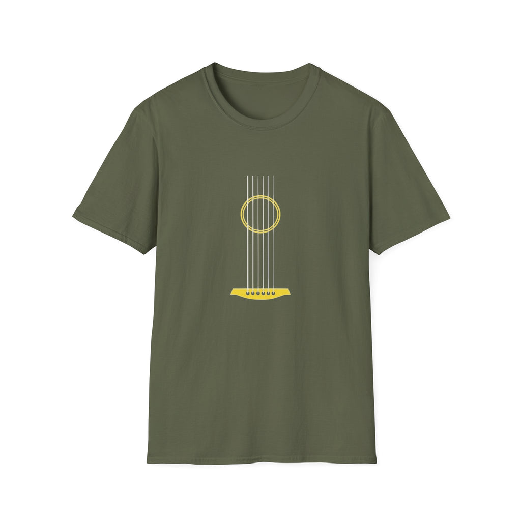 Minimal Acoustic Guitar Graphic T-Shirt | Yellow Guitar Strings
