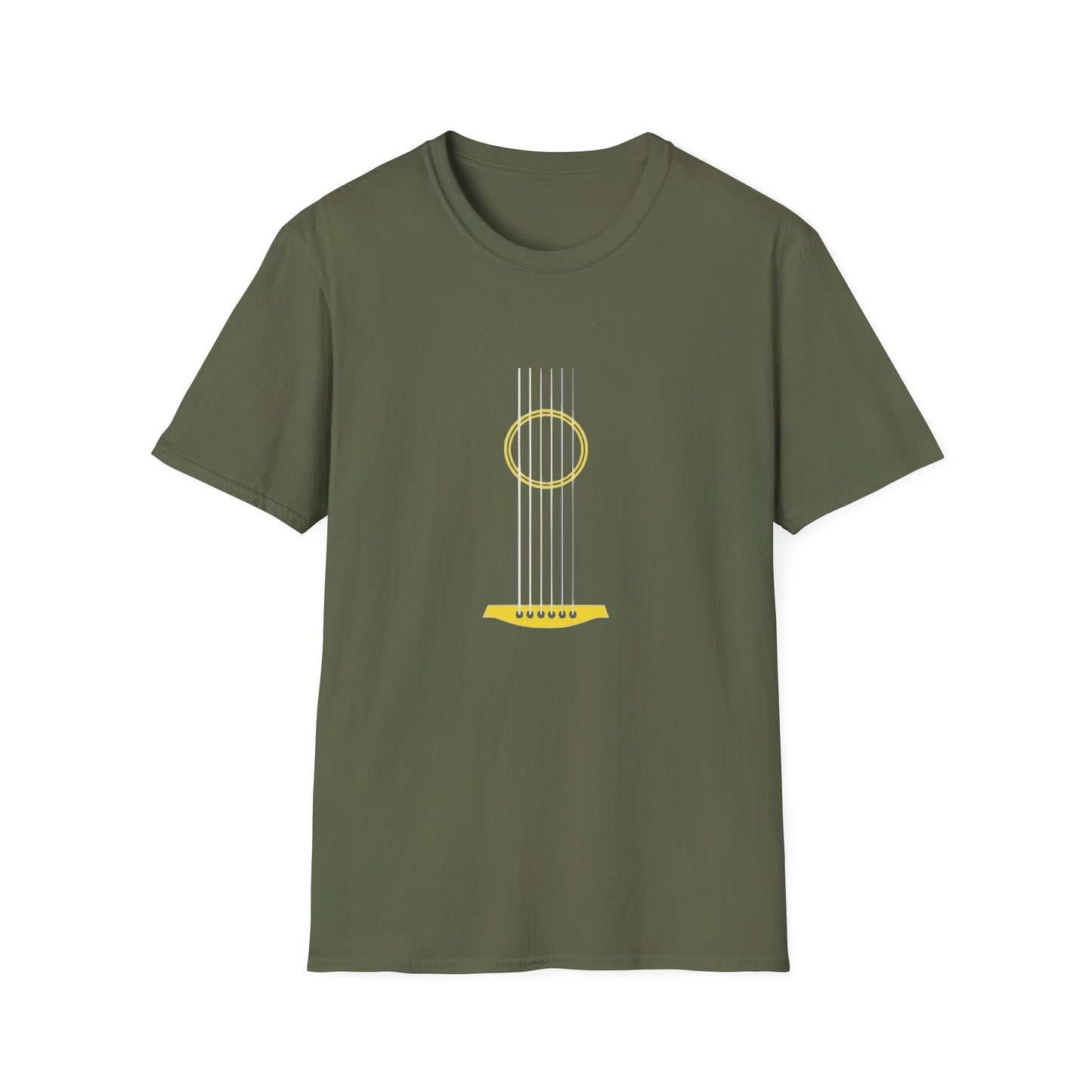 Minimal Acoustic Guitar Graphic T-Shirt | Yellow Guitar Strings