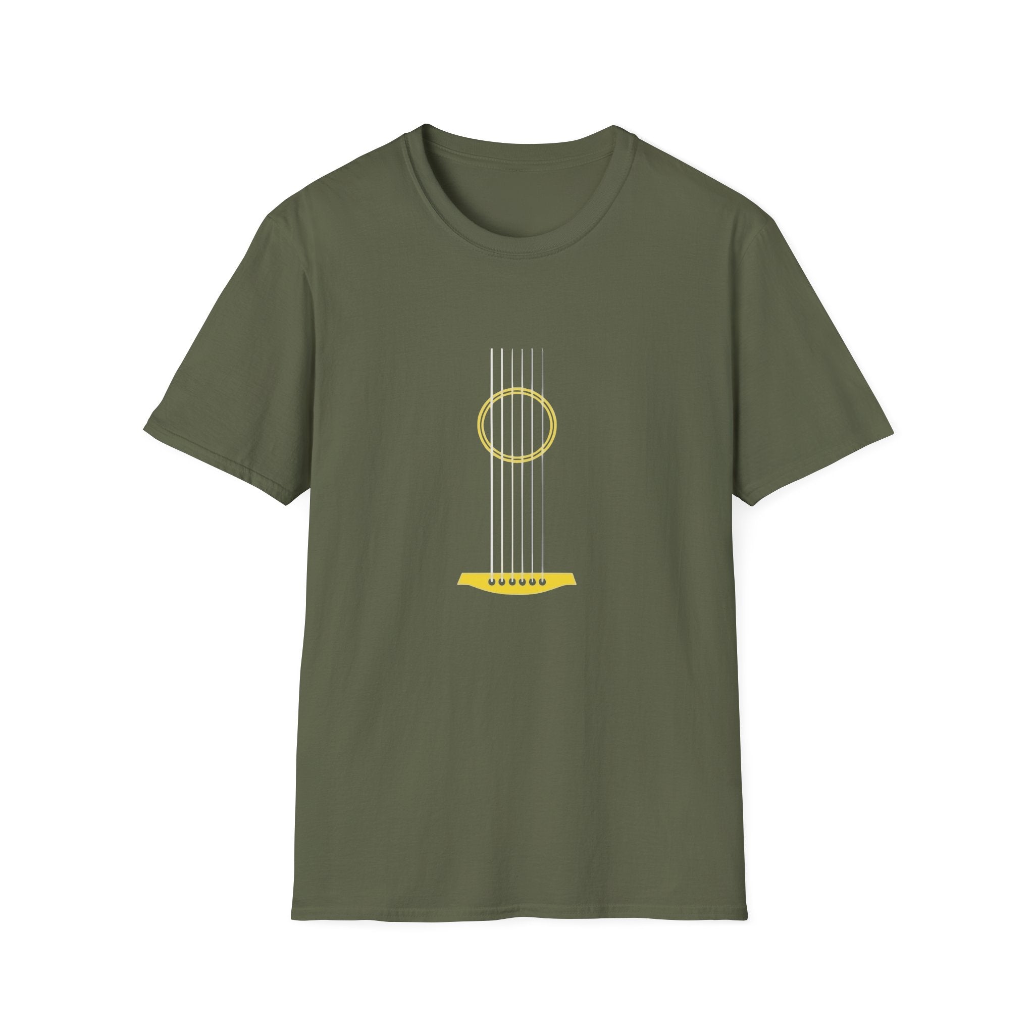 Minimal Acoustic Guitar Graphic T-Shirt | Yellow Guitar Strings