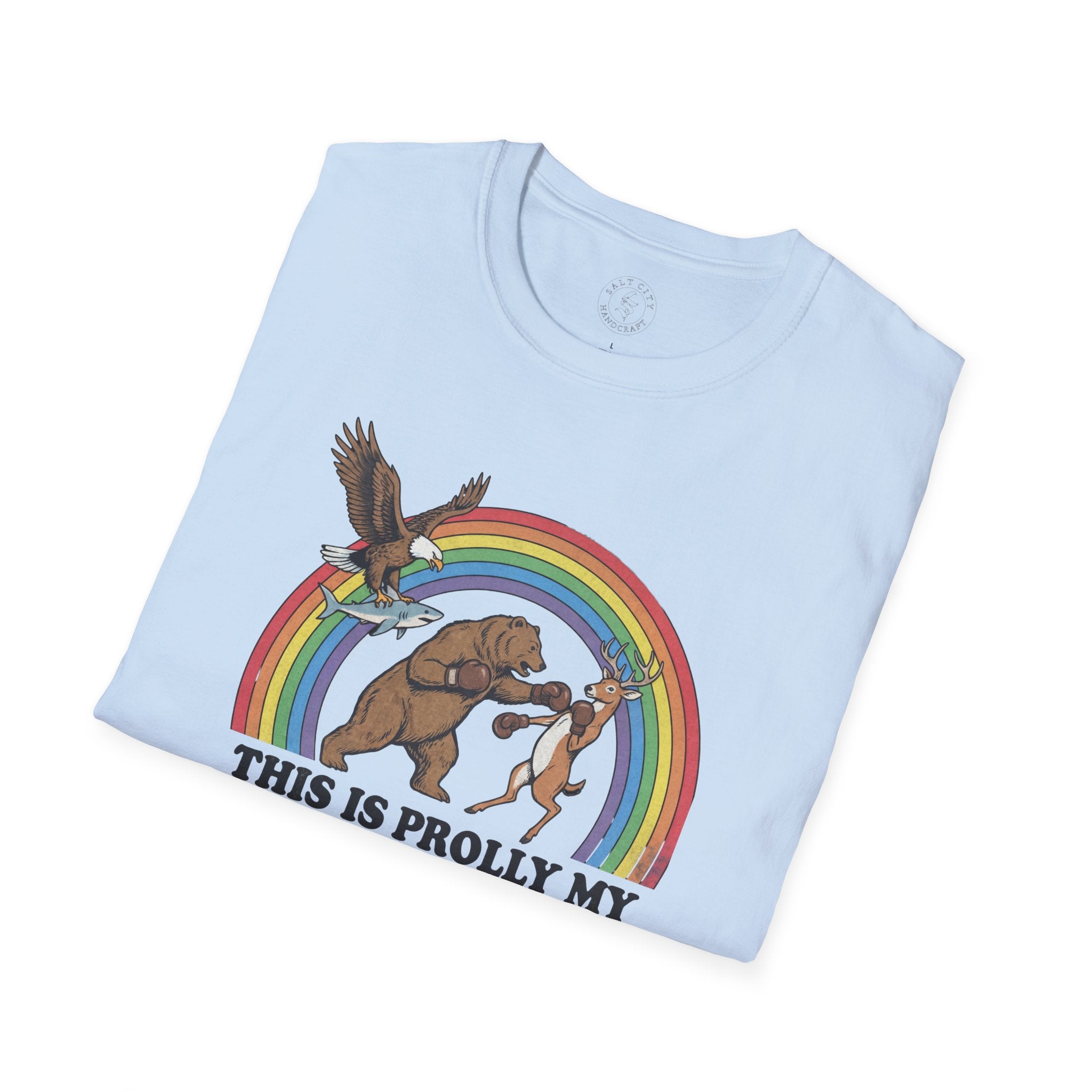 This Is Prolly My Awesomest T-Shirt — Funny Retro Rainbow Animal Graphic Tee