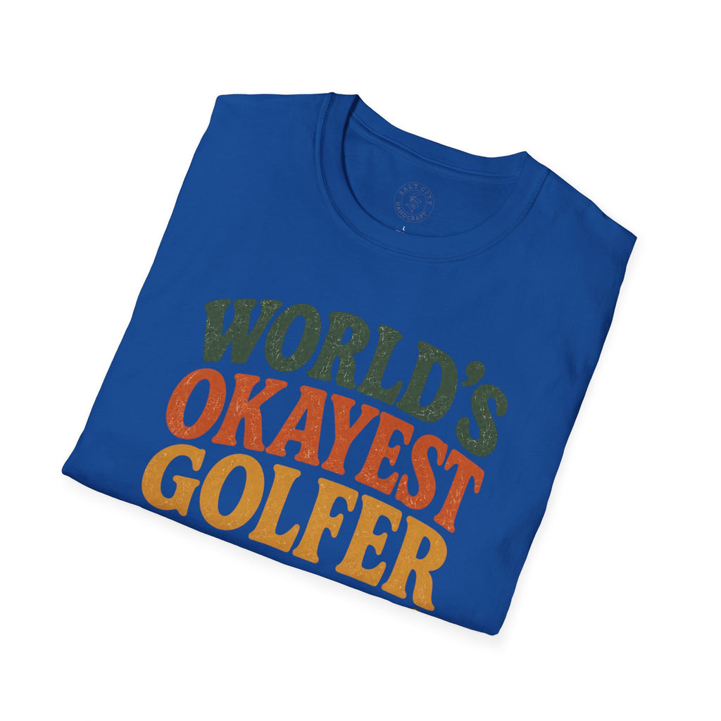 T-Shirt | "World's Okayest Golfer" Retro Golf Humor Tee | Golf Tee