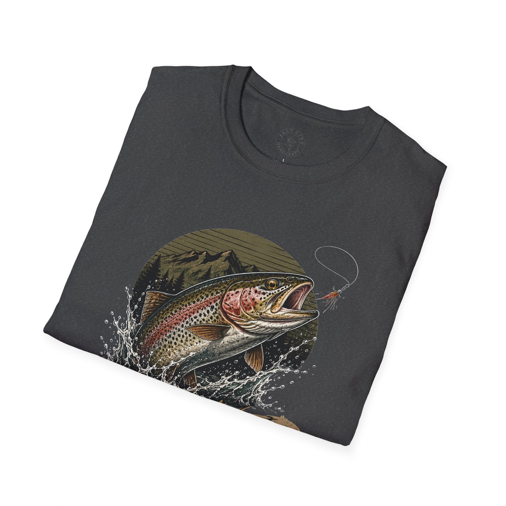 Fishing T-Shirt — 'Hooked' Rainbow Trout Graphic Tee