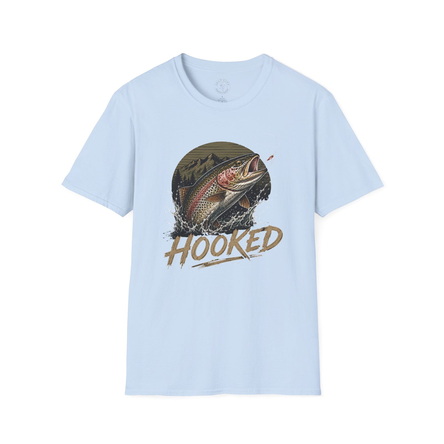 Fishing T-Shirt — 'Hooked' Rainbow Trout Graphic Tee