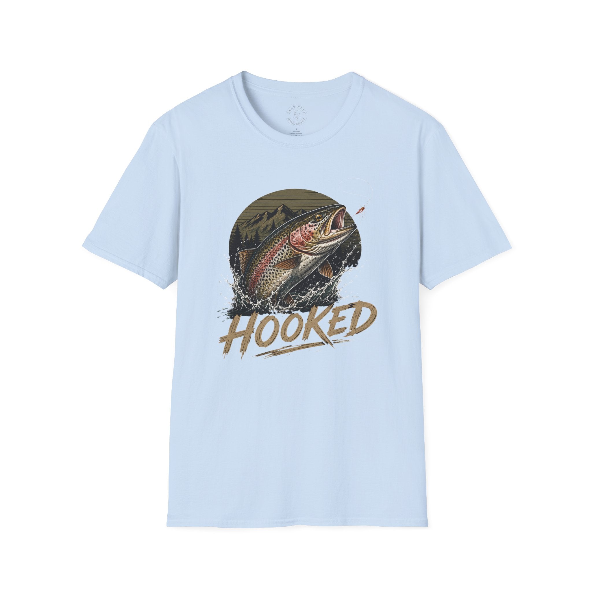 Fishing T-Shirt — 'Hooked' Rainbow Trout Graphic Tee
