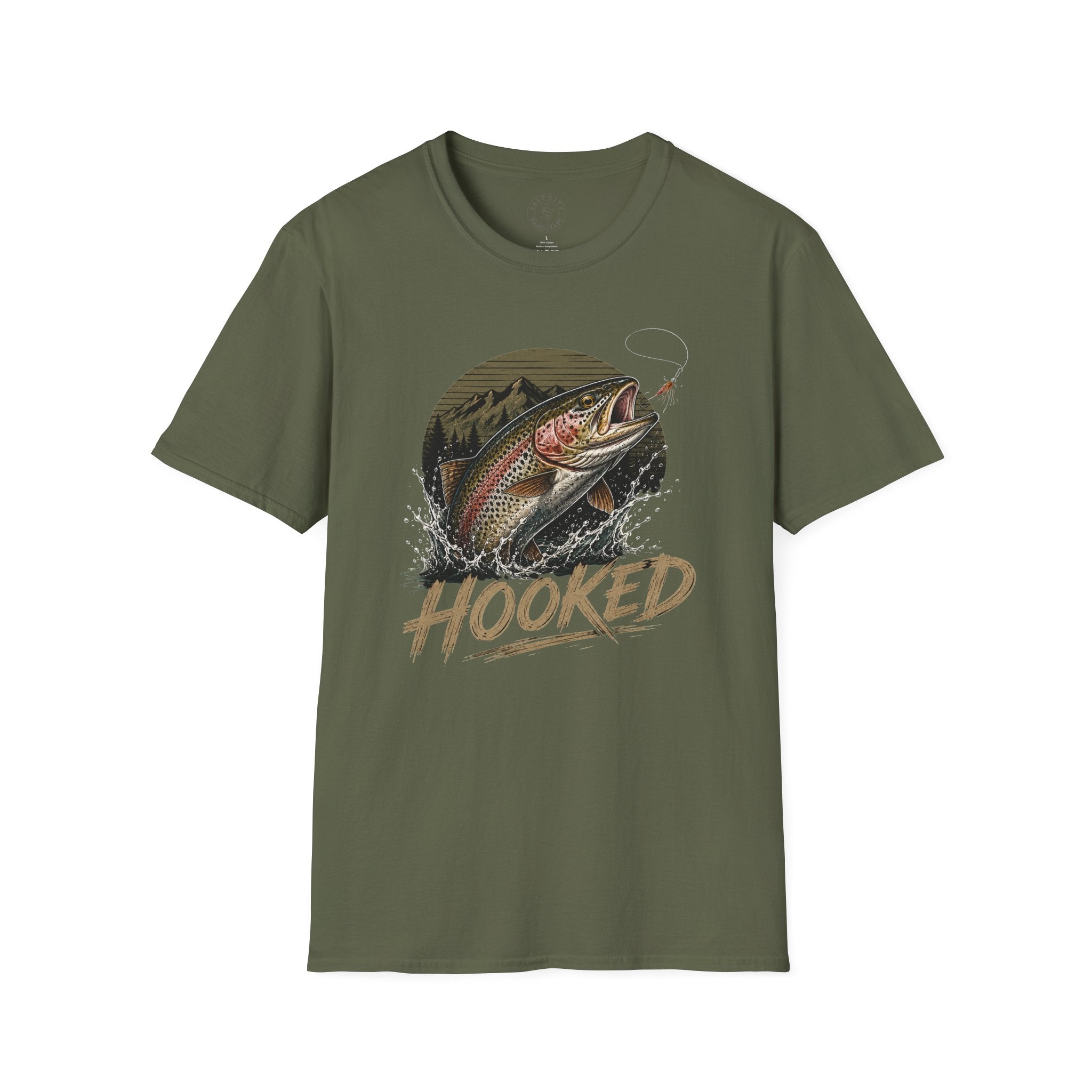Fishing T-Shirt — 'Hooked' Rainbow Trout Graphic Tee