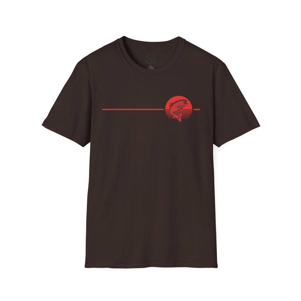 Red Trout Fishing Graphic T-Shirt | Minimal Coastal Stripe
