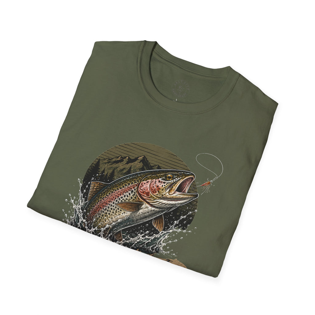 Fishing T-Shirt — 'Hooked' Rainbow Trout Graphic Tee