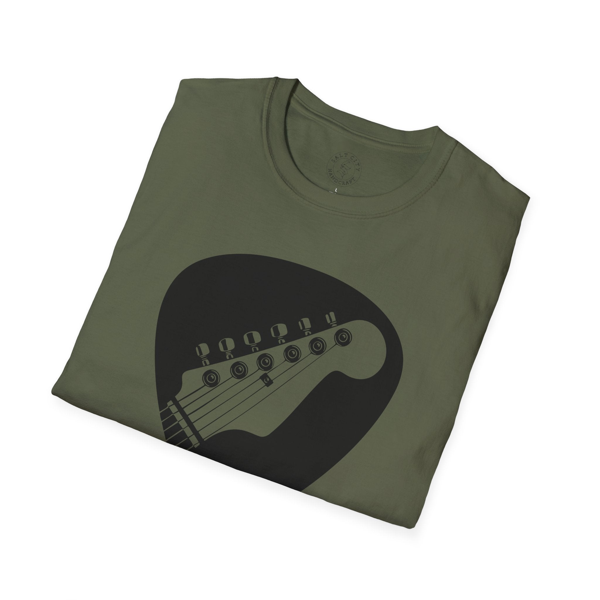 Guitar Pick with Electric Guitar Headstock T-Shirt | Guitar Tee