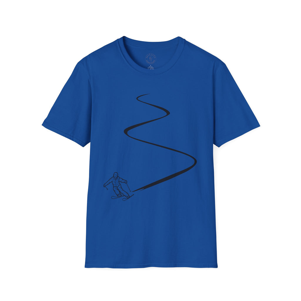 Skier Carving Turns T-Shirt | Minimal Ski Line Art
