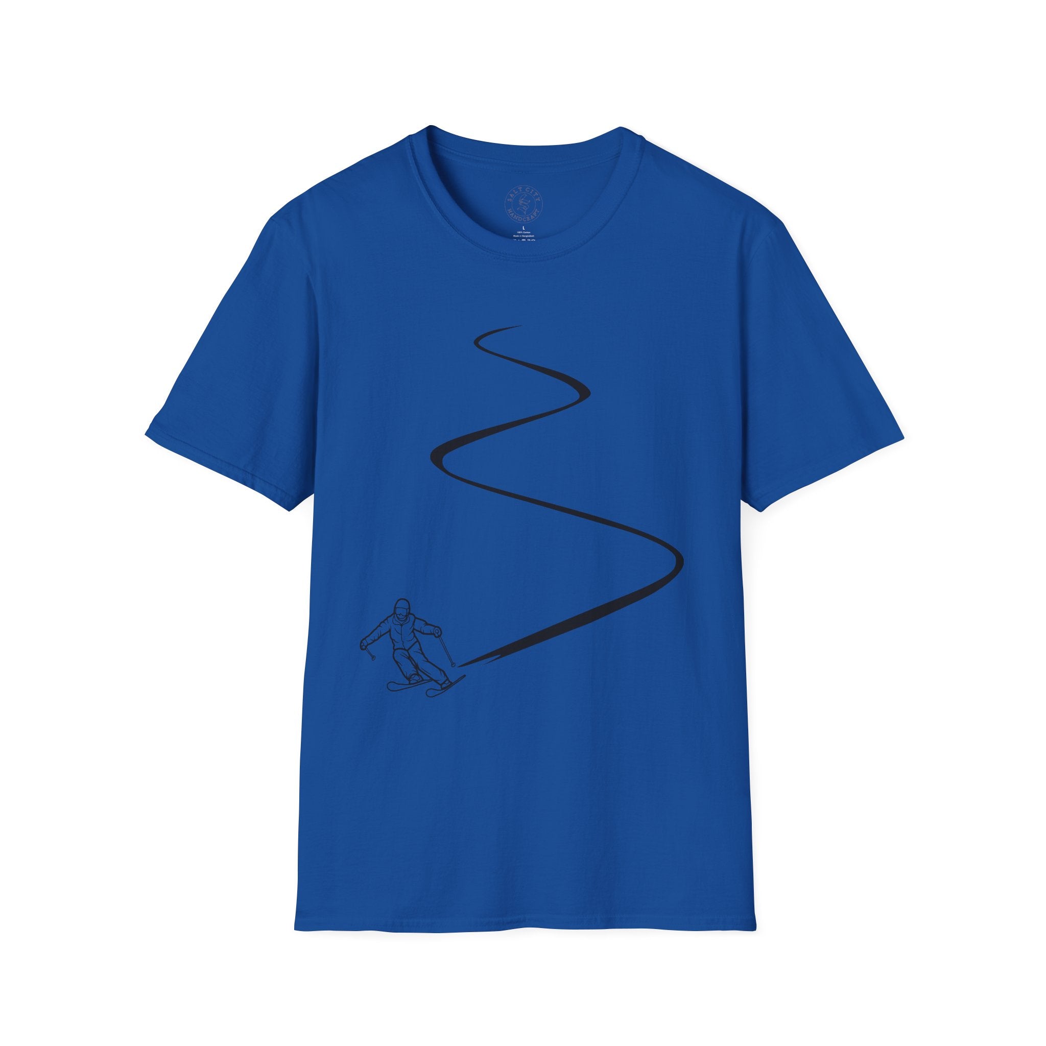 Skier Carving Turns T-Shirt | Minimal Ski Line Art