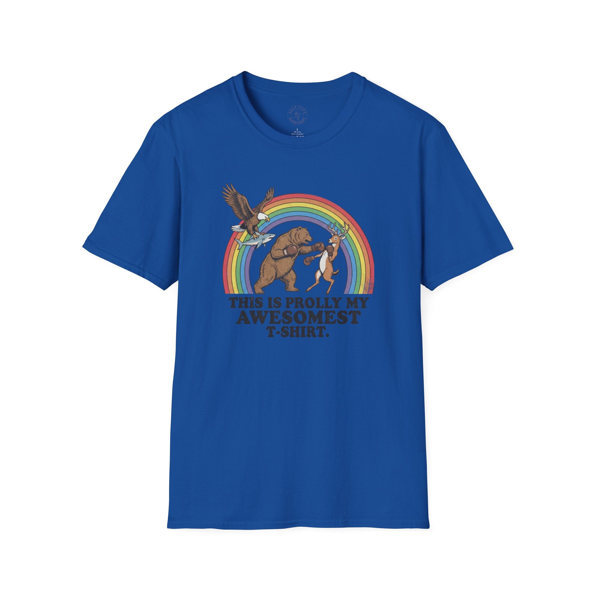 This Is Prolly My Awesomest T-Shirt — Funny Retro Rainbow Animal Graphic Tee