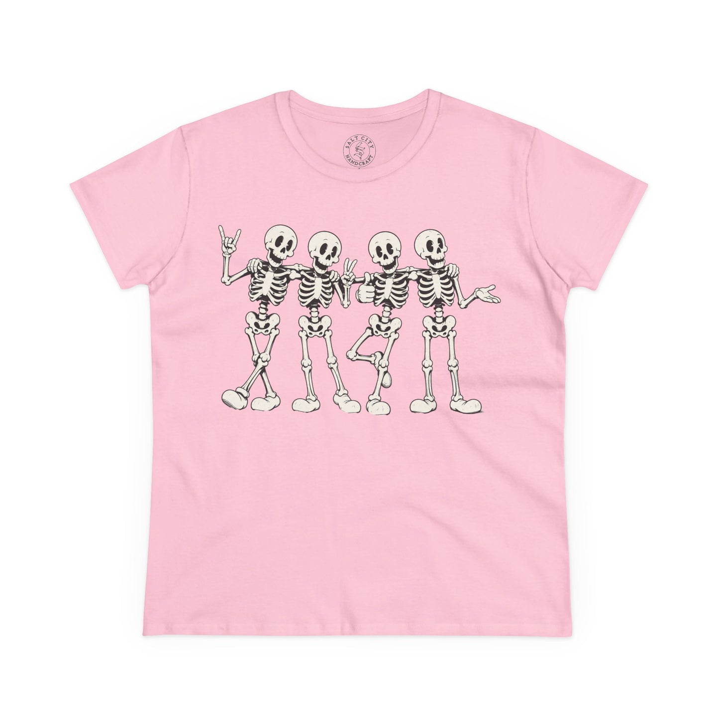 Women's Dancing Skeletons Graphic Shirt (Cute Spooky Halloween Top)