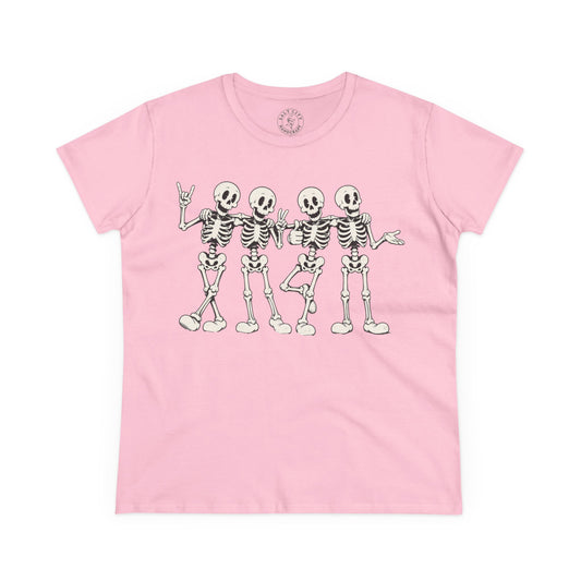 Women's Dancing Skeletons Graphic Shirt (Cute Spooky Halloween Top)