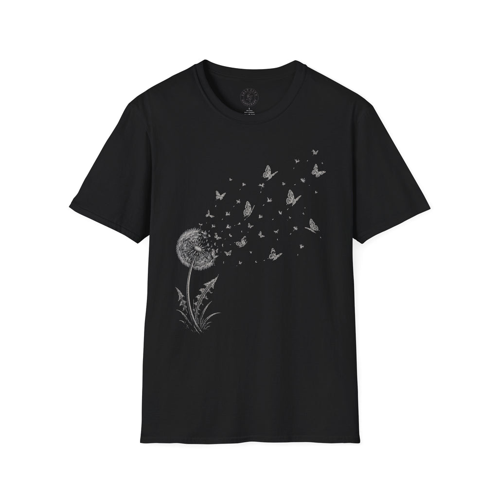 Dandelion & Butterflies T-Shirt — Whimsical Nature Graphic Tee