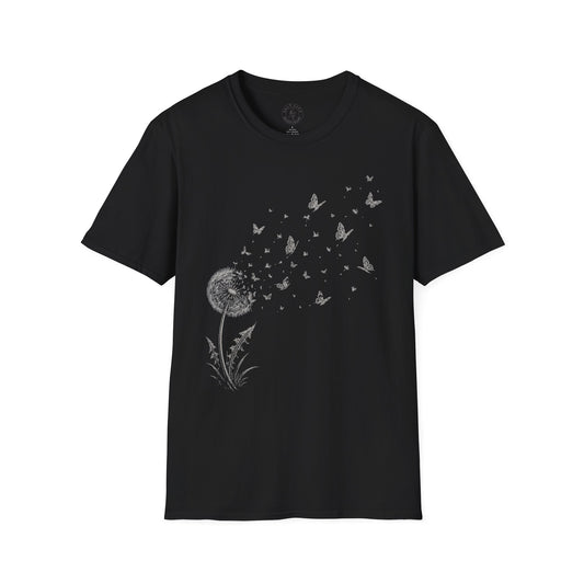 Dandelion & Butterflies T-Shirt — Whimsical Nature Graphic Tee