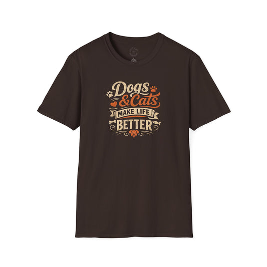 Dogs & Cats Make Life Better T-Shirt | Pet Tee